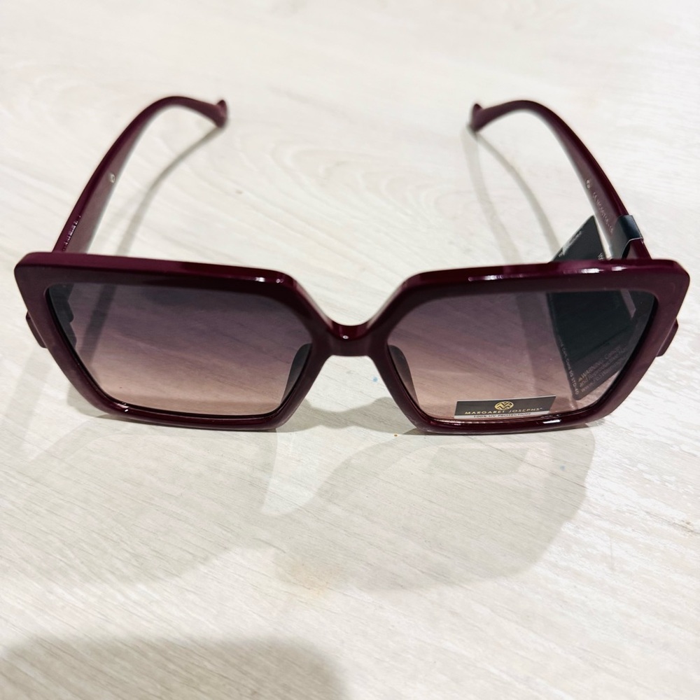 MARGARET JOSEPH Burgundy Oversized Sunglasses
